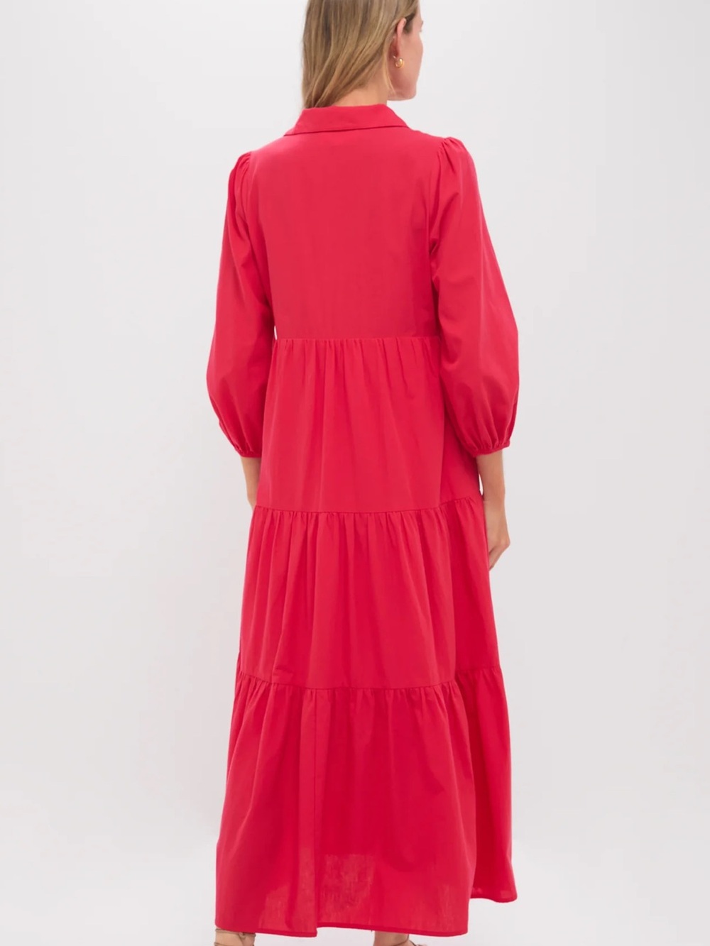 POMANDER PLACE Hibiscus Red Cotton Mabel Maxi Dress - Picture 3 of 5